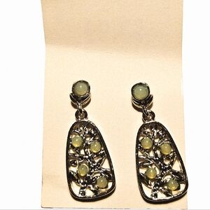 Elegant Silver and Green Dangle Earrings